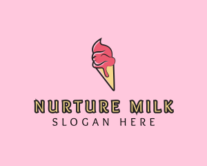 Melting Ice Cream Cone  logo design