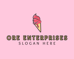 Melting Ice Cream Cone  logo design