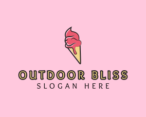 Melting Ice Cream Cone  logo design