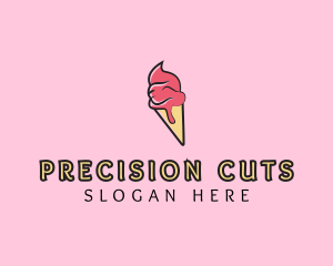 Melting Ice Cream Cone  logo design