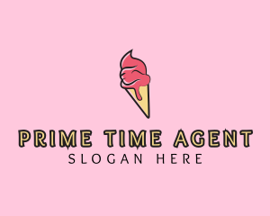 Melting Ice Cream Cone  logo design