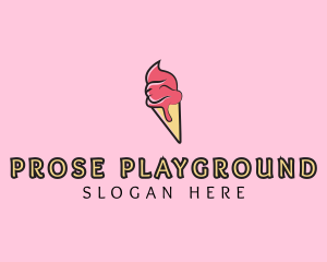 Melting Ice Cream Cone  logo design