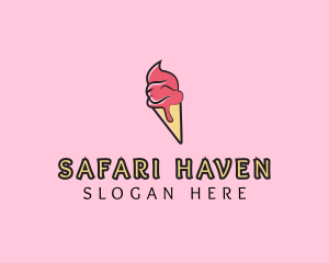 Melting Ice Cream Cone  logo design