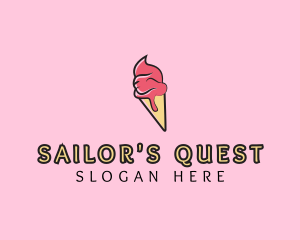 Melting Ice Cream Cone  logo design