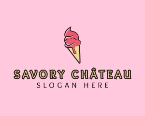 Melting Ice Cream Cone  logo design