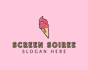 Melting Ice Cream Cone  logo design