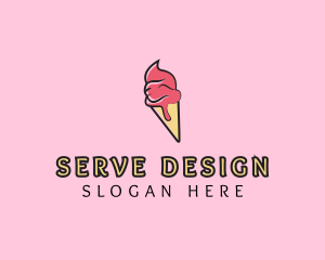 Melting Ice Cream Cone  logo design