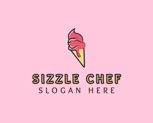 Melting Ice Cream Cone  logo design