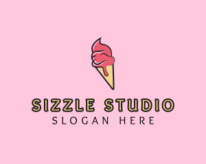 Melting Ice Cream Cone  logo design