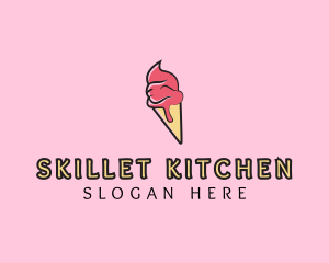 Melting Ice Cream Cone  logo design