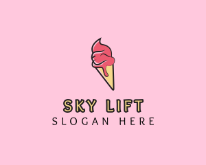 Melting Ice Cream Cone  logo design