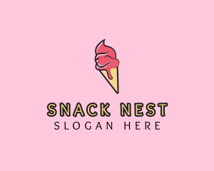 Melting Ice Cream Cone  logo design