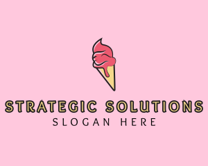 Melting Ice Cream Cone  logo design