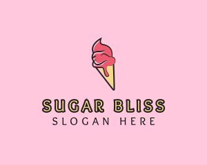 Melting Ice Cream Cone  logo design