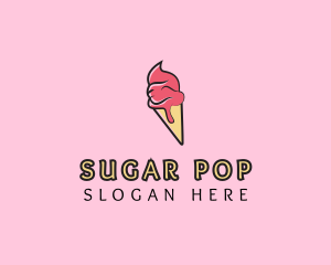 Melting Ice Cream Cone  logo design