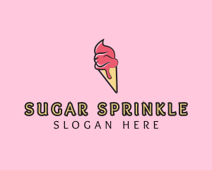 Melting Ice Cream Cone  logo design