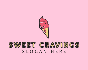 Melting Ice Cream Cone  logo design