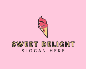 Melting Ice Cream Cone  logo design