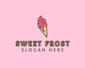 Melting Ice Cream Cone  logo design