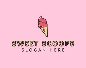 Melting Ice Cream Cone  logo design