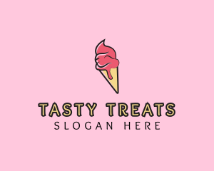 Melting Ice Cream Cone  logo design