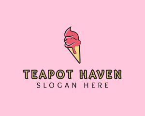 Melting Ice Cream Cone  logo design