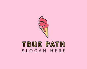 Melting Ice Cream Cone  logo design