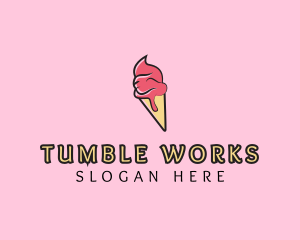 Melting Ice Cream Cone  logo design