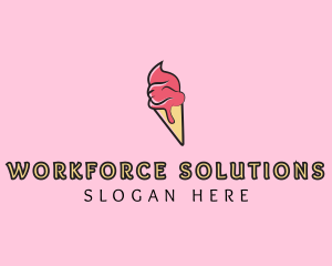 Melting Ice Cream Cone  logo design