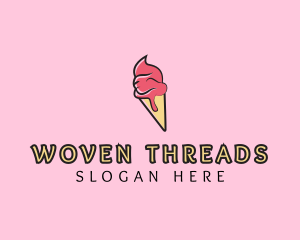 Melting Ice Cream Cone  logo design