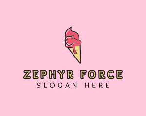 Melting Ice Cream Cone  logo design