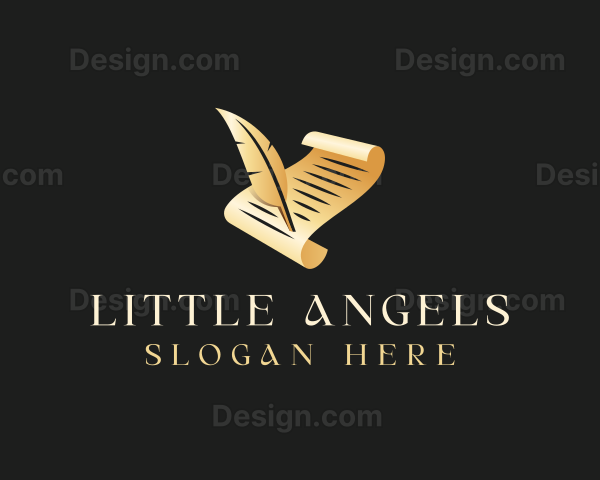 Legal Scroll Feather Quill Logo