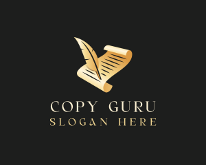 Legal Scroll Feather Quill logo design