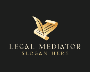 Legal Scroll Feather Quill logo design