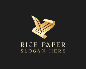 Legal Scroll Feather Quill logo design