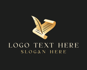 Copywriting - Legal Scroll Feather Quill logo design