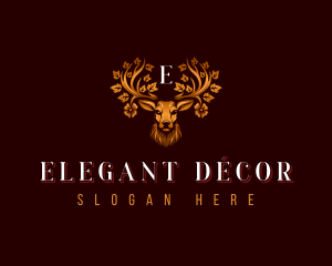 Elegant Floral Deer logo design