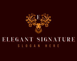 Elegant Floral Deer logo design