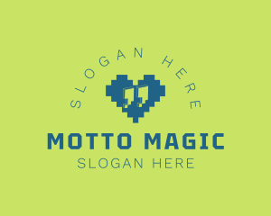 Pixel Heart Quote logo design