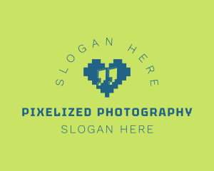 Pixel Heart Quote logo design