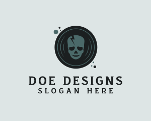 Skull Music Vinyl Disc  logo design