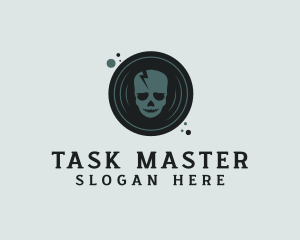 Skull Music Vinyl Disc  logo design