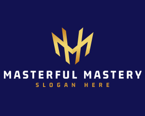 Golden Crown Letter M logo design