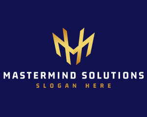 Golden Crown Letter M logo design