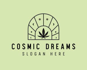 Cosmic Marijuana Leaf logo design