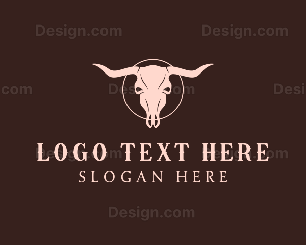 Wild Western Bull Skull Logo