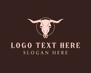 Food - Wild Western Bull Skull logo design