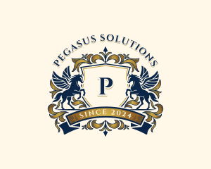 Shield Pegasus Stallion logo design