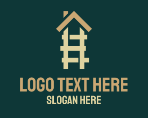House - House Ladder Roof logo design
