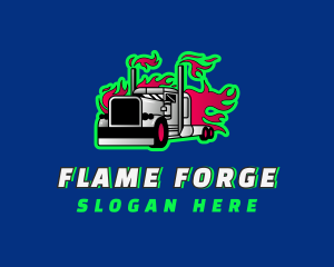 Flame Freight Truck logo design